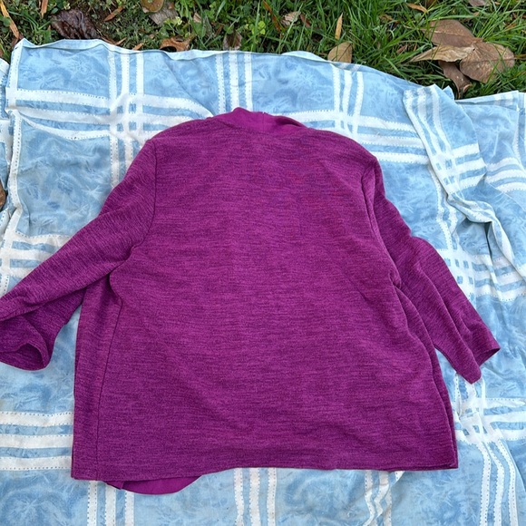 Alfred Dunner Petite Stretch Knit Purple Shirt Jacket Combo Cascading Front PL - Picture 14 of 15